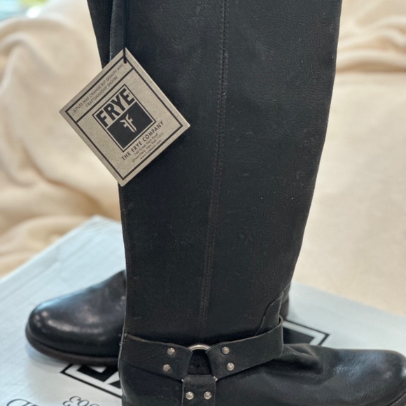 Women’s frye boots Phillip Harness tall size 9 distressed black - Picture 2 of 7